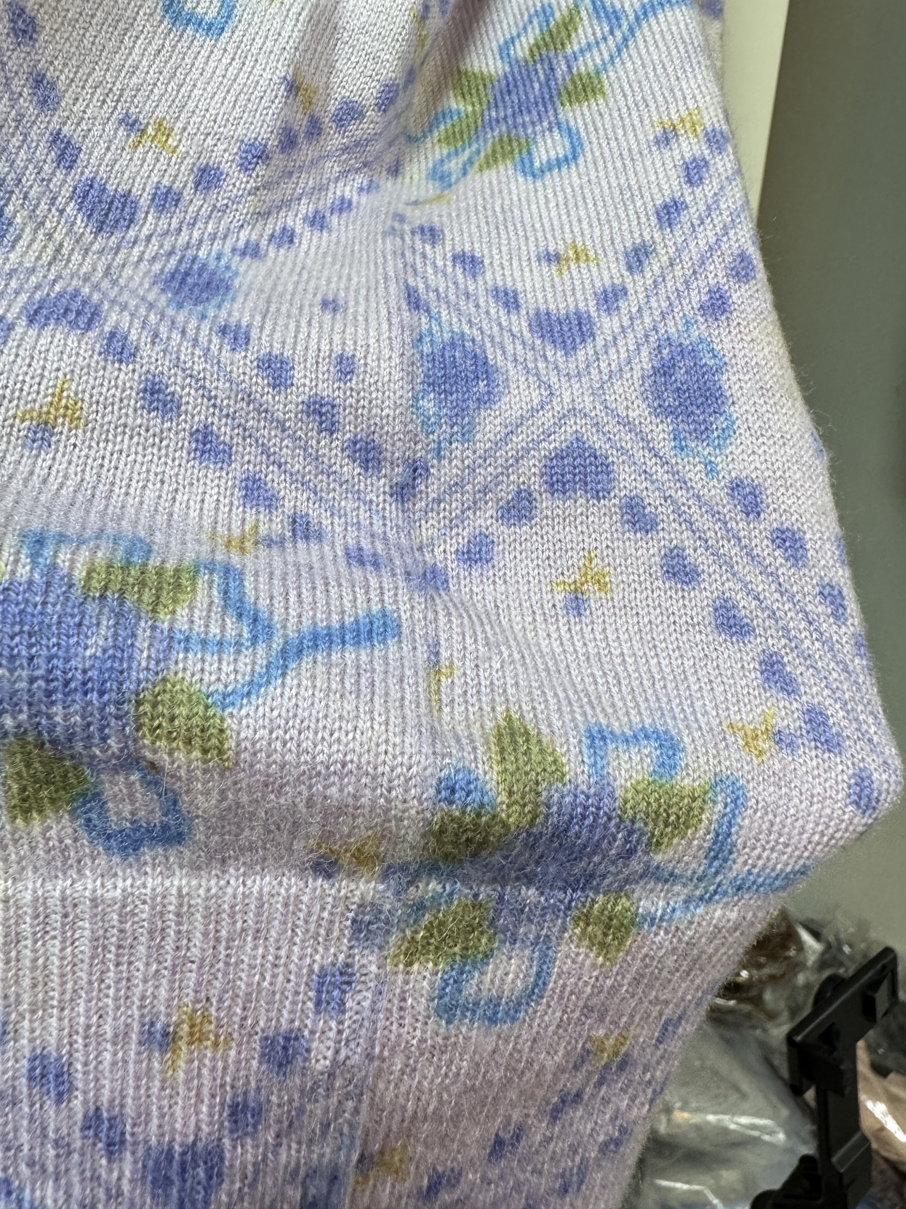 100%绵羊毛文艺清新花卉圆领针织毛衣亲肤保暖秋冬植物印花上衣 - 图0