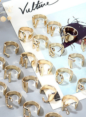 字母戒指电镀真金欧美