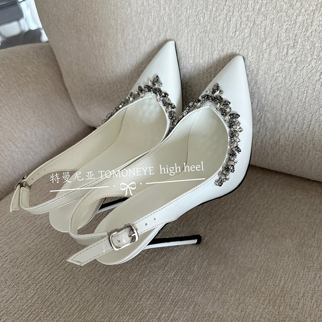 Temania Fashion Beaded V-Odder Rear High Heels