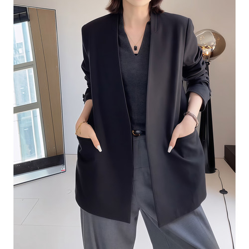 设计感西装外套女2026春季新款大码胖mm宽松百搭休闲女士西服上衣 - 图2