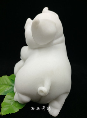 十二生肖猪汉白玉石雕家装艺术品