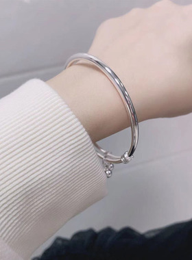 足银999.9古法光面卷丝推拉手镯