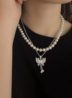 纯银9999铃兰蝴蝶项链