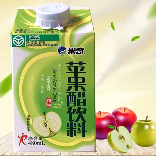 米奇果汁苹果醋饮品苹果饮料盒装458ml*15盒整箱盒装夏日饮品 - 图1