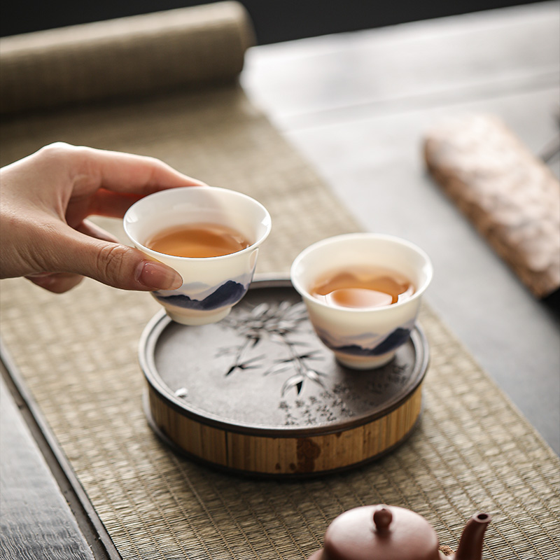 造物  羊脂玉白瓷水墨风茶杯大容量主人杯家用品茗杯高档功夫茶具 - 图3