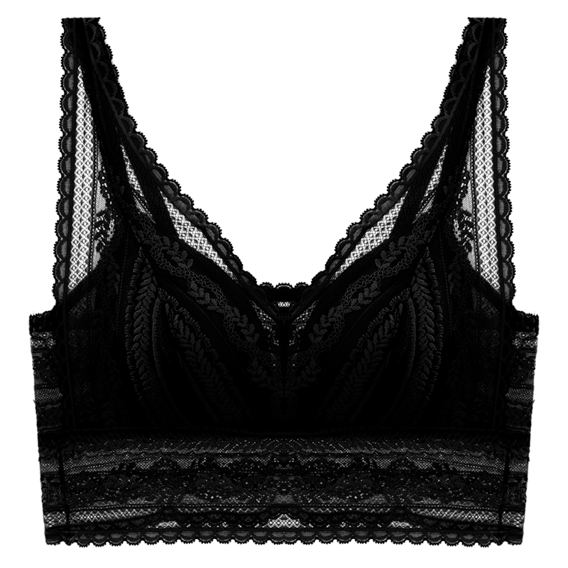 歌力诺薄款法式黑色蕾丝无钢圈内衣 歌力诺文胸
