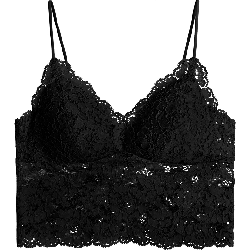 歌力诺旗舰店歌力诺吊带美背心内衣女一体大码无钢圈薄款聚拢法式白色蕾丝文胸0