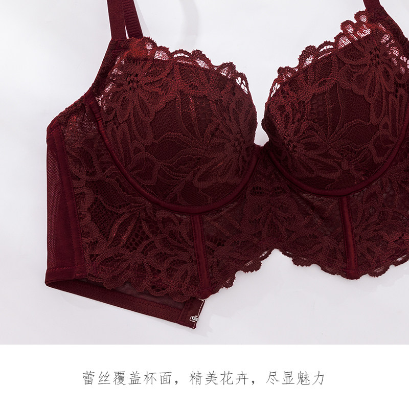 薄款性感本命年钢圈小胸文胸聚拢防下垂收副乳调整红色内衣套装女,淘宝优惠券,粉丝福利购,淘宝优惠卷