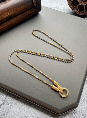 泰国钛钢包金百搭圆珠男女款佛牌