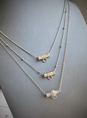 不掉色双挂微镶钻镀金泰国金属链