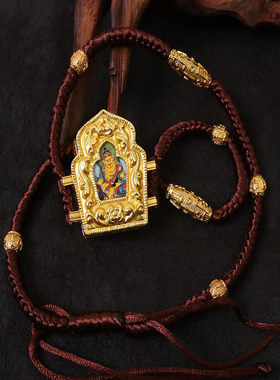 新款藏式藏装绿度母黄财神配饰铜合金不掉色西藏项链藏族