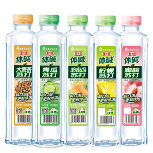 栗子园体碱柠檬蜜桃哈密瓜大麦茶青瓜果味苏打饮料400ml*24瓶整箱