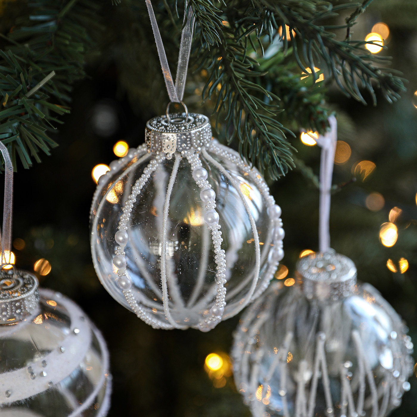 新款圣诞球圣诞节装饰品圣诞树挂件挂饰透明球形挂件白色珠子球,淘宝优惠券,粉丝福利购,淘宝优惠卷