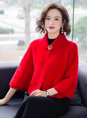 貂绒斗篷外搭羊绒外套