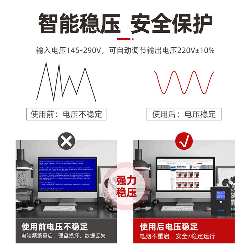 雷迪司UPS不间断电源D1500VA 900W服务器单电脑1小时备用电源220v - 图0