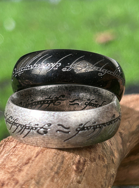 「勇者之环」经典复刻指环王魔戒真空电镀字母金戒指男女情侣对戒