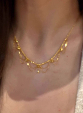 金色蕾丝项链女款锁骨链