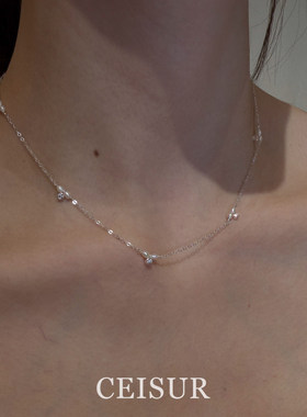 银色满天星闪钻仿珍珠项链女