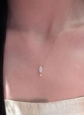 S925纯银莫桑马眼悬浮闪钻细款