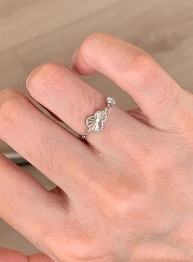 S925纯银镭射葫芦戒指女气质对戒