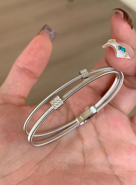 银色金弦线软交叉手镯