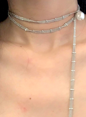 蕾丝链条缠绕叠戴项链