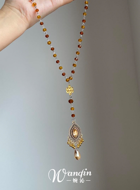 民族风串珠水滴流苏项链
