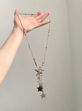 复古做旧编绳星星流苏项链