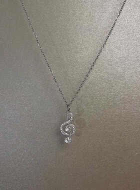 冷淡风超闪银色音符吊坠项链女