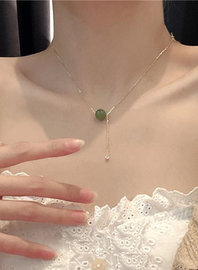 S925银和田玉项链女款2025新款