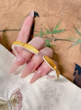 足银999.9桂花开口手镯女实心正品国潮风手环首饰