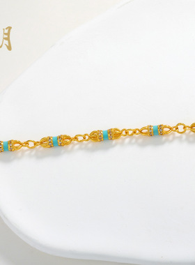 点钻蓝色金刚杵手链女沙金高级感秋冬显白精致手链个性百搭手饰品