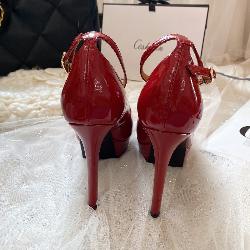 2024年新款浅口单鞋漆皮真皮细高跟防水台尖头一字带黑色气质女鞋,淘宝优惠券,粉丝福利购,淘宝优惠卷