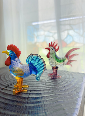 现代轻奢手作琉璃公鸡摆件高级感家居艺术摆件酒店样板间装饰生肖