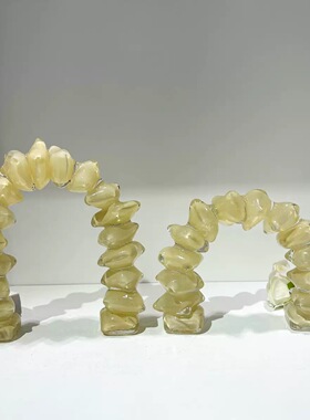 现代简约抽象块状拱门玻璃摆件别墅客厅酒柜高级感装饰工艺品送人