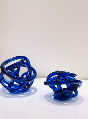 外贸出口手工玻璃麻团摆件别墅