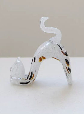 北欧艺术琉璃小花猫轻奢装饰客厅创意猫个性酒柜玄关桌面大气摆件
