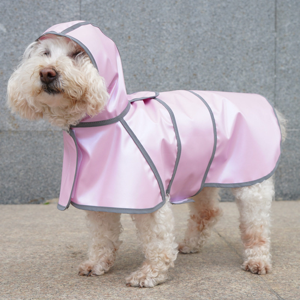 宠物pu雨衣狗狗反光泰迪柯基柴犬金毛雨披斗篷可牵引外出防雨衣服