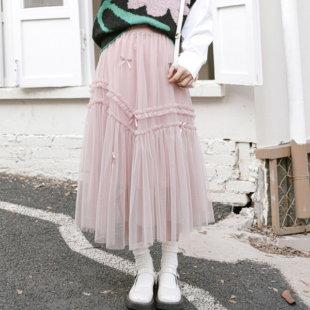 Autumn and winter skirt MS pleated skirt long skirt small fresh a