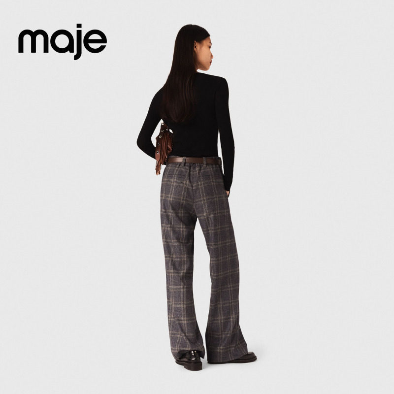 Maje商场同款2025秋冬新款女装法式羊毛混纺黑色圆领短款针织上衣,淘宝优惠券,粉丝福利购,淘宝优惠卷