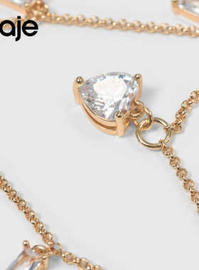 Maje法式仿钻饰吊坠双层项链