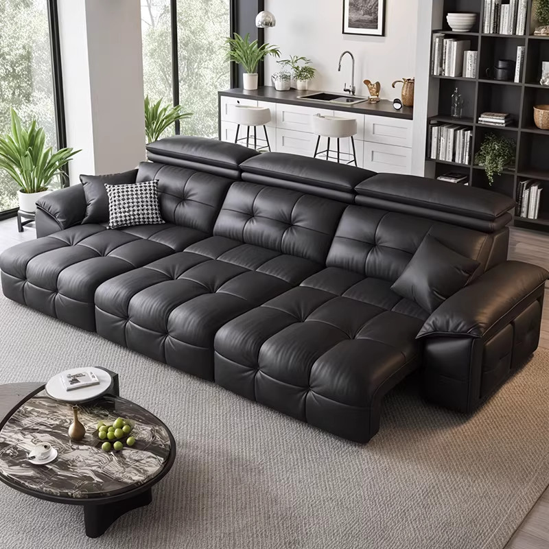 意式极简头层牛皮功能沙发电动劳伦斯伸缩平推沙发床客厅可躺可睡,淘宝优惠券,粉丝福利购,淘宝优惠卷