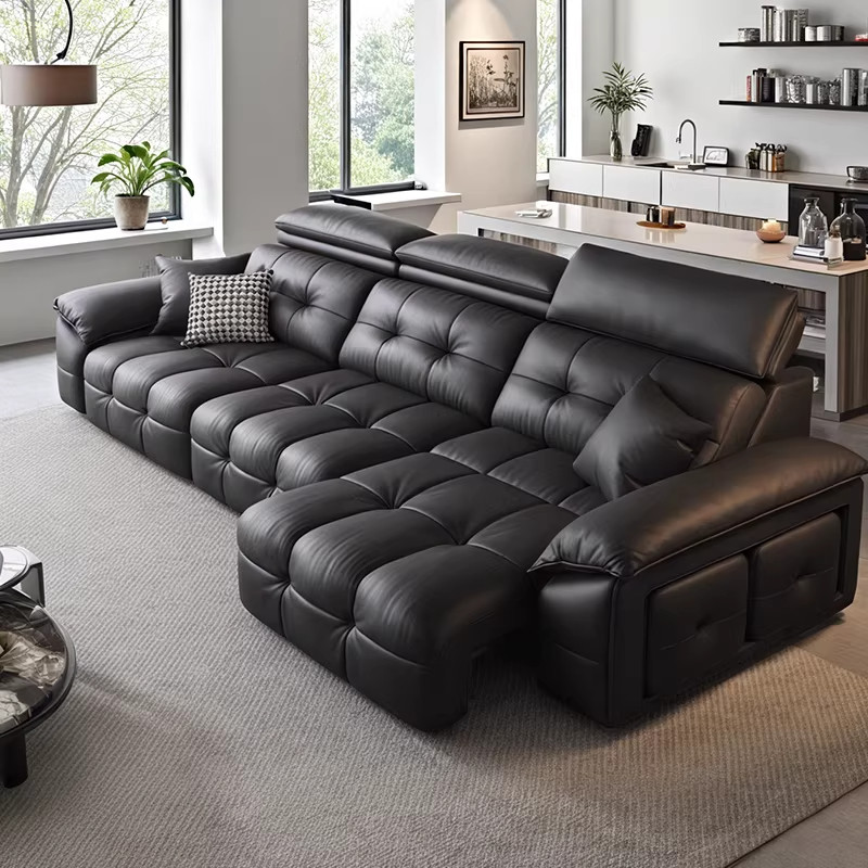 意式极简头层牛皮功能沙发电动劳伦斯伸缩平推沙发床客厅可躺可睡,淘宝优惠券,粉丝福利购,淘宝优惠卷