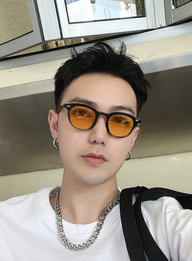 椭圆形港风复古黄色男女太阳眼镜