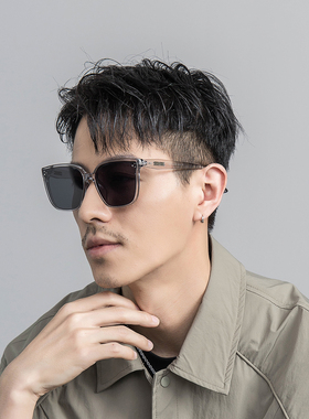 男士高级眼镜开车专用痞帅灰色痞帅大框大胖圆脸2026新款老钱风潮