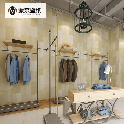 复古水泥灰色墙纸蓝色咖啡厅餐厅北欧客厅服装店美发店工业风壁纸 - 图2