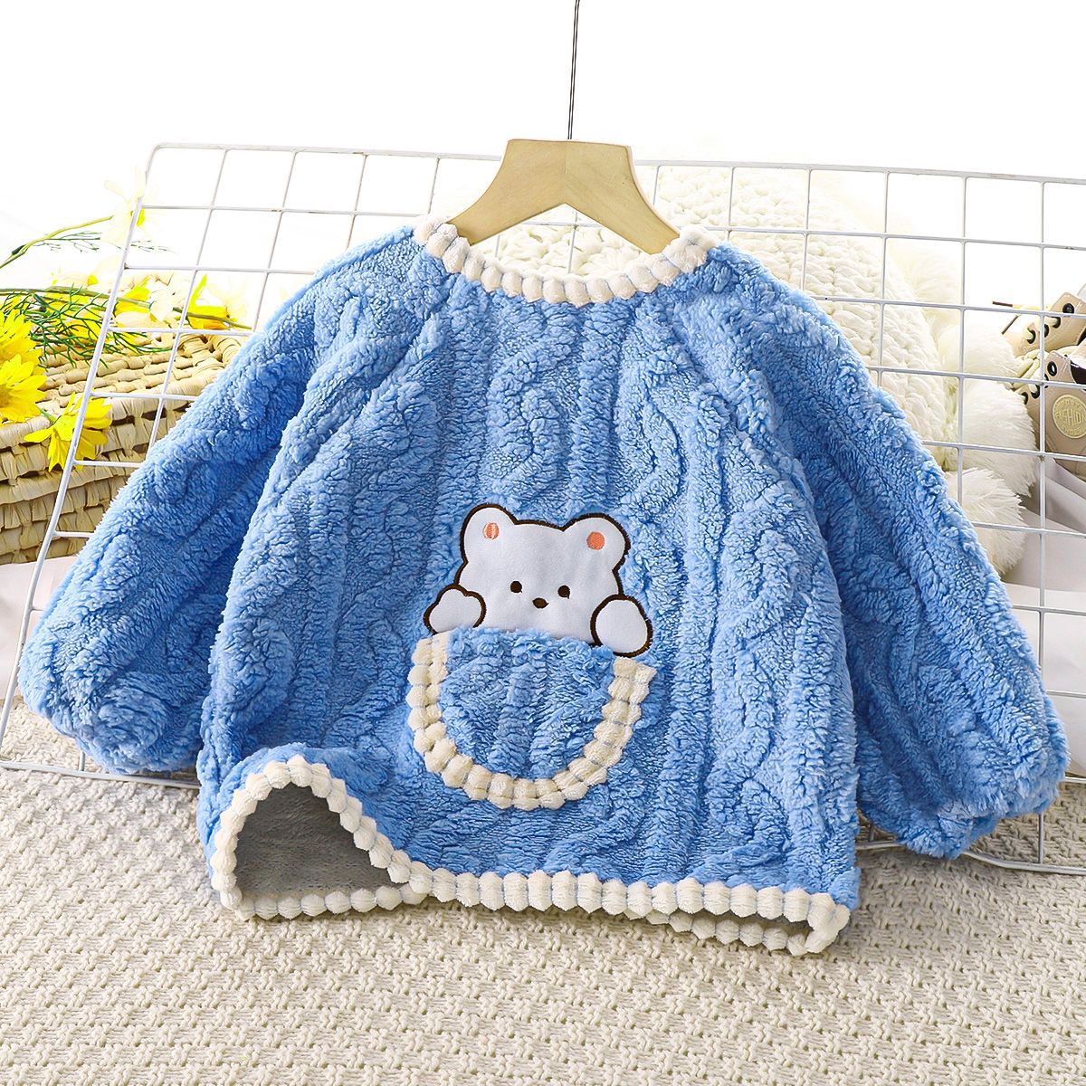 5A antibacterial non-dirty clothing, warm and non-cold thickened velvet coveralls