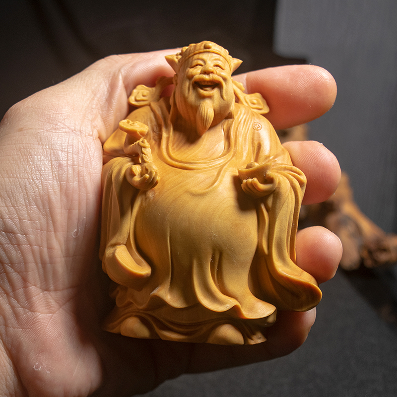 小叶黄杨木雕福禄寿三星实木手把件家居办公室摆件精雕文玩工艺品 - 图1