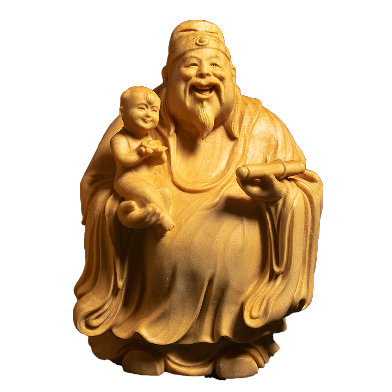 小叶黄杨木雕福禄寿三星实木手把件家居办公室摆件精雕文玩工艺品 - 图3