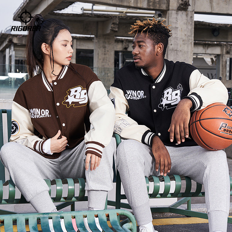 准者美式棒球服男秋冬季新款情侣夹棉加厚保暖外套棉服飞行夹克女